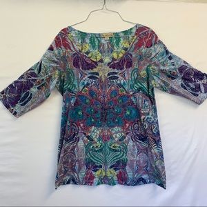 Live and Let Live Studded Peacock shirt